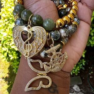 Stacked beaded Charm Bracelets